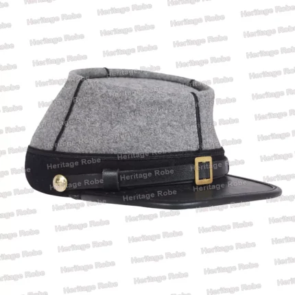 US Civil War Grey With Black Band Leather Peak kepi Circle Trim All Sizes!