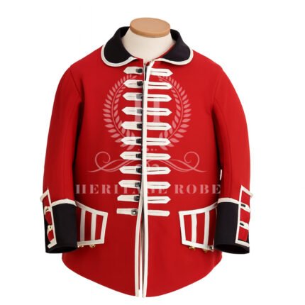 Red Frock Coat with White Braiding - Revolutionary War Uniform