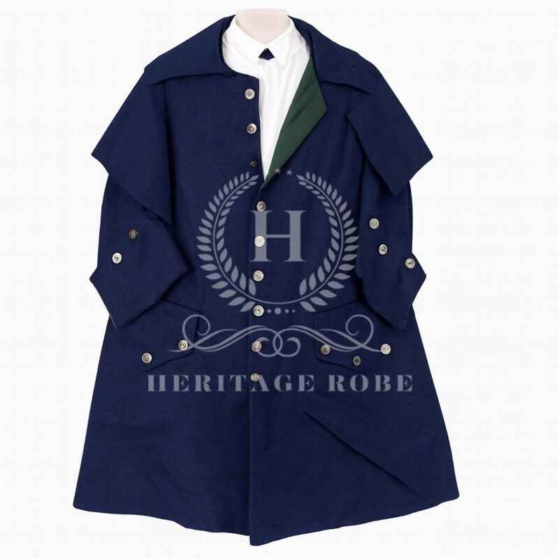 American Revolutionary Naval Officer’s Greatcoat – Double-Breasted Cape-Shoulder Replica