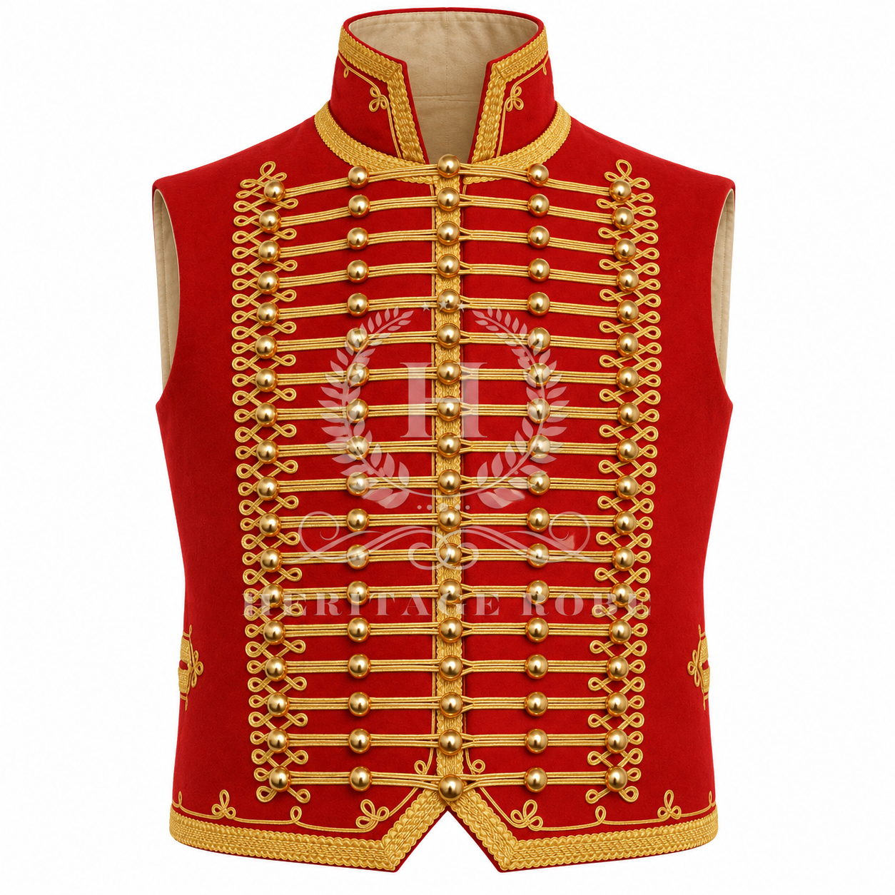 Hussar Military Vest Men, Napoleonic Waistcoat with Gold Braid Hussar Military Vest Men, Red Napoleonic Waistcoat with Gold Braid