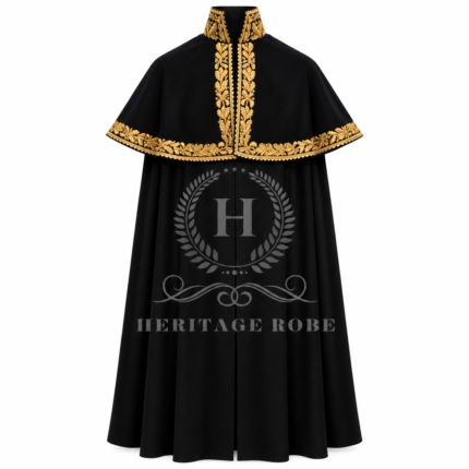 Black Cloak with Gold Oak Leaf Embroidery