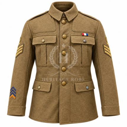 WW1 British Khaki Tunic, Ribbon Bar & Chevrons | Heritage Robe
