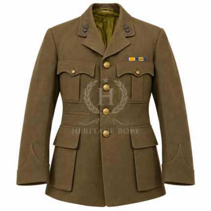 WW1 Officer Wool Tunic, Grenade Badges, Ribbon Bar | Heritage Robe