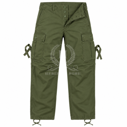 1960s US Army Vietnam Jungle Fatigue Pants, Olive Drab Combat Trousers with Drawstring Cuffs, Military Reproduction