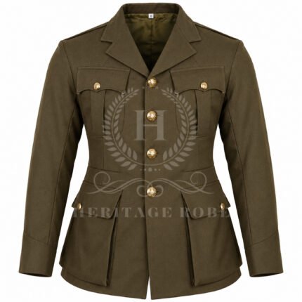 Men’s WW2 British Officer Khaki Wool Service Dress Jacket